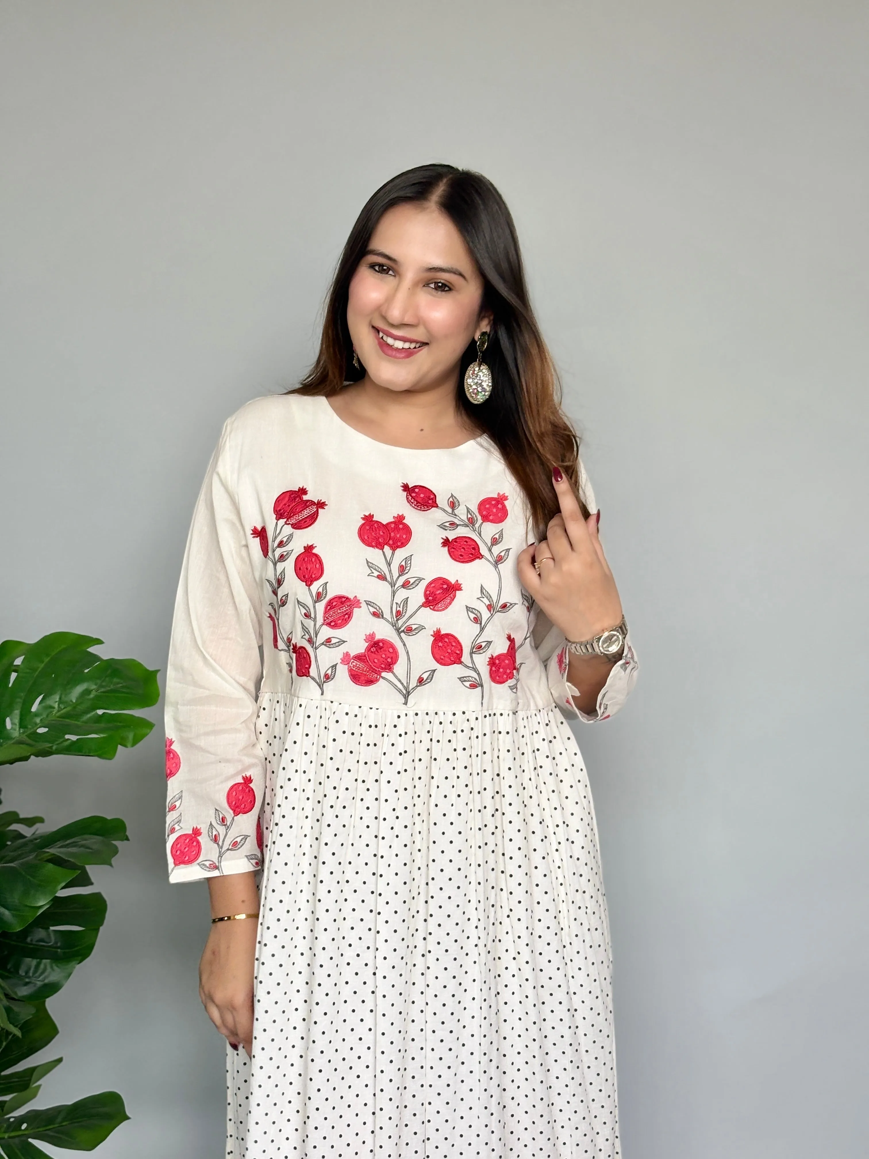 White Floral Polka Dot Dress