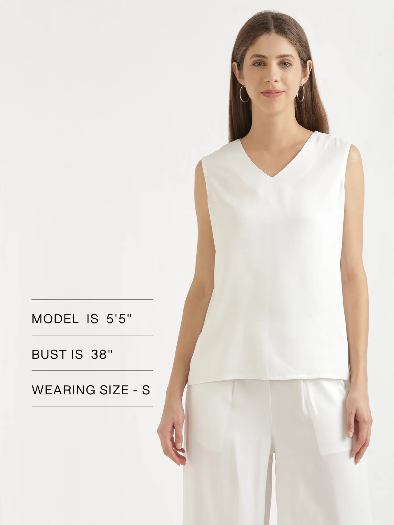 White V-Neck Sleeveless Top