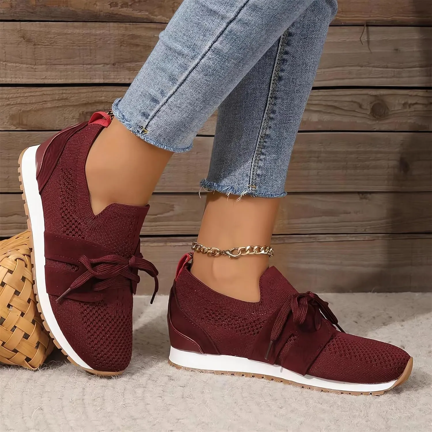 Women's Breathable Flying Woven Sneakers Orthopedic Slip on Go Walking Shoes Comfortable Non Slip Tennis Work Gym Running Memory Foam Arch Shoes