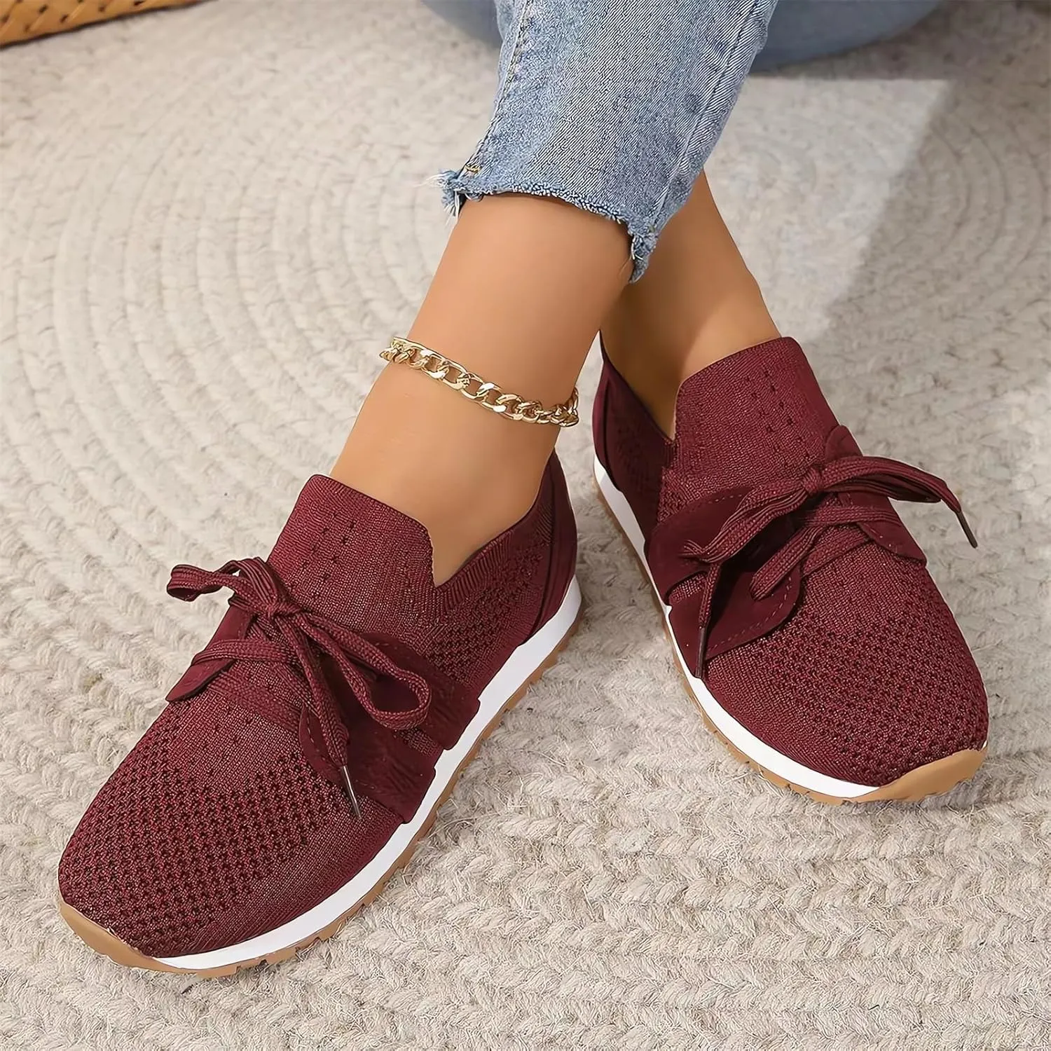 Women's Breathable Flying Woven Sneakers Orthopedic Slip on Go Walking Shoes Comfortable Non Slip Tennis Work Gym Running Memory Foam Arch Shoes