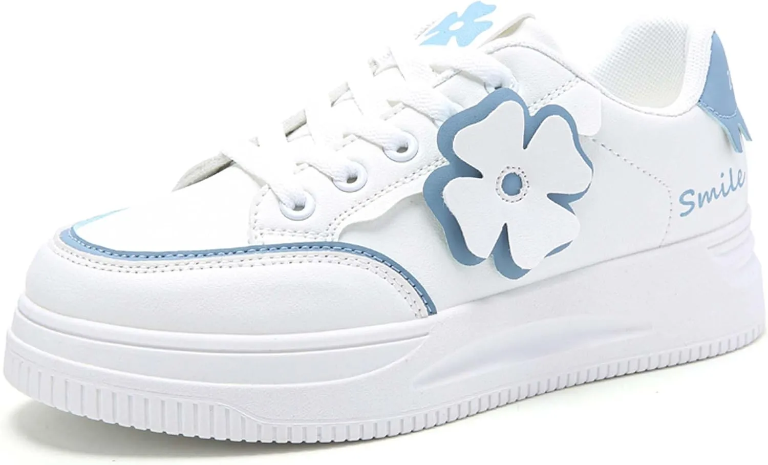 Women's Fashion Flower Flat Sports Skateboarding Shoes Anti Slip Shock Absorbing Tennis Shoes Ultra Light Breathable Casual Walking Shoes