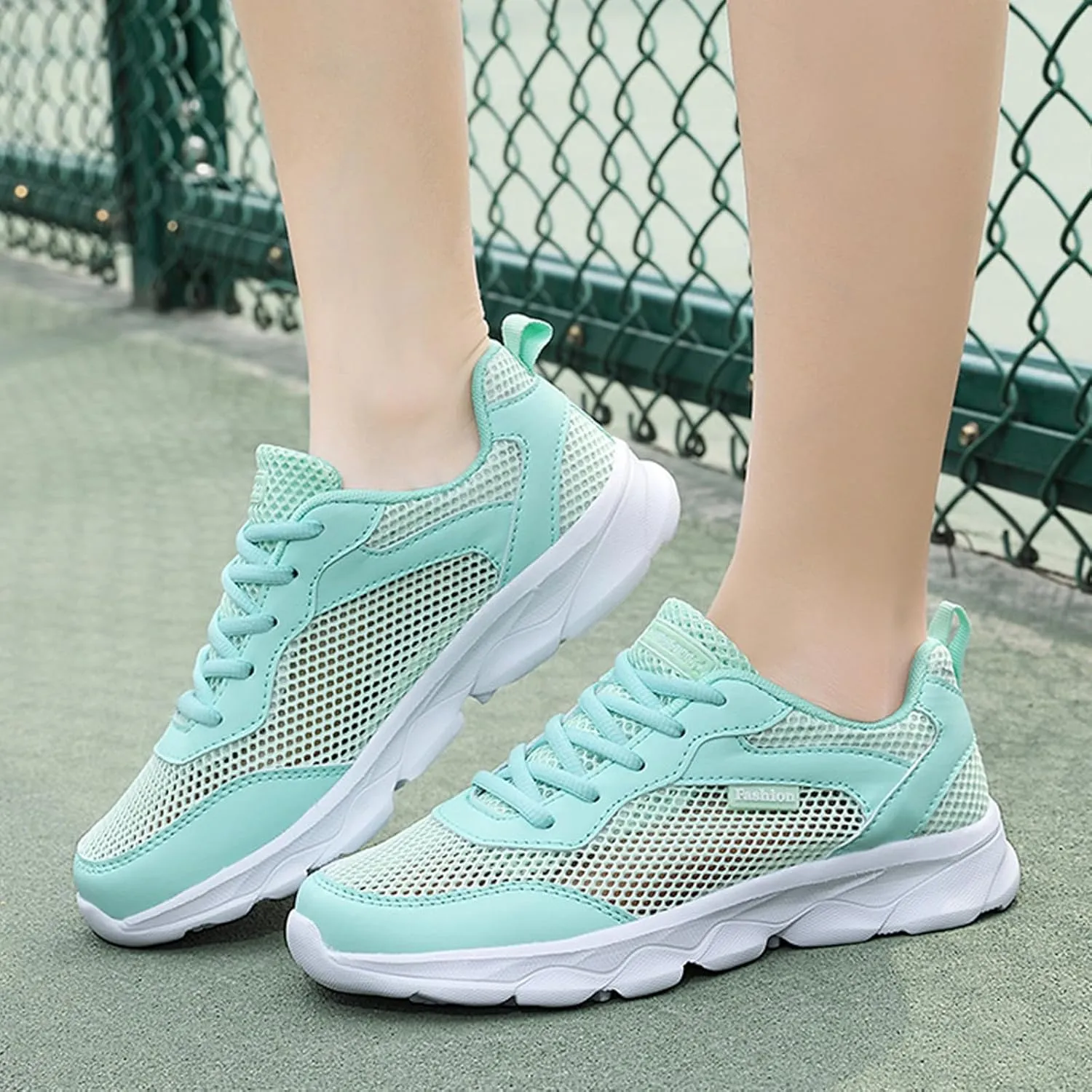 Women's Mesh Lace up Running Tennis Shoes Fashion Lightweight Breathable Hollow Comfortable Non-Slip Round Toe Casual Workout Sneakers for Walking Trekking Outdoor