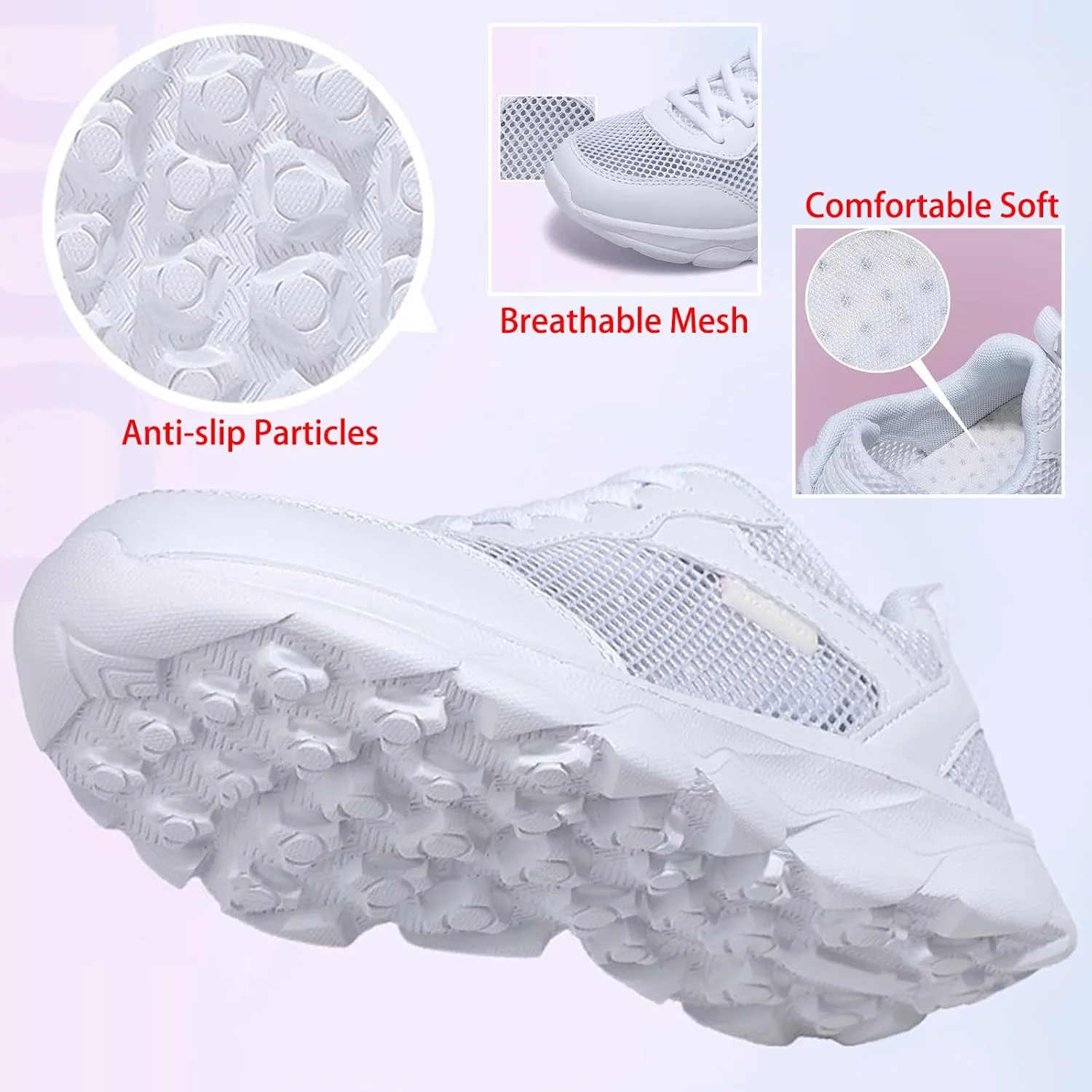Women's Mesh Lace up Running Tennis Shoes Fashion Lightweight Breathable Hollow Comfortable Non-Slip Round Toe Casual Workout Sneakers for Walking Trekking Outdoor