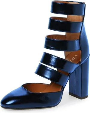 YDN Women Gladiator Strappy Sandals Block High Heel Round Toe Hollow Out Pumps Size 4-15 US