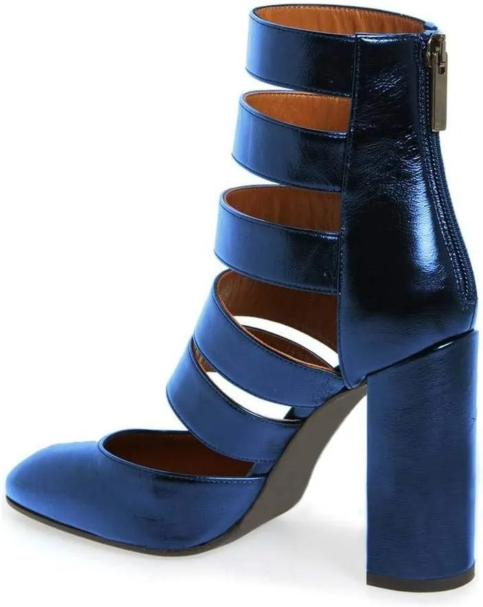 YDN Women Gladiator Strappy Sandals Block High Heel Round Toe Hollow Out Pumps Size 4-15 US
